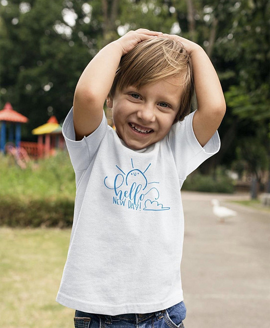 Футболки в стилі Family look для мами, тата та дитини З написом Hello new day Чернівці - фото 2