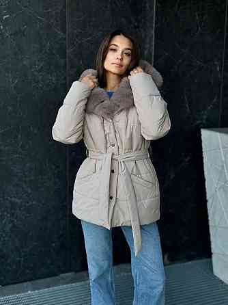 Жіночий пуховик Oslo з хутром фінського песця Бежевий, 54, Св.Соболь Харків