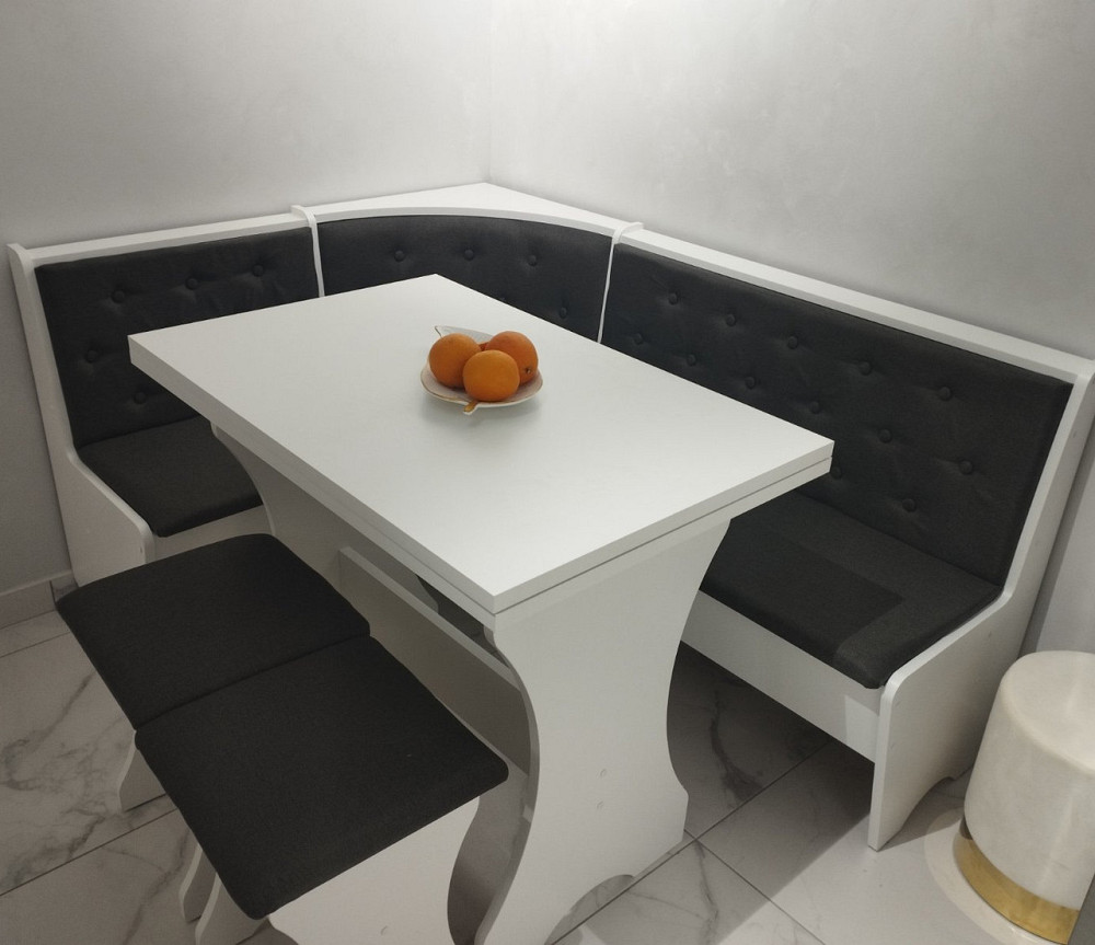 Уголок на кухню со столом и табуретами (правый/левый) 154х114 см Семейный - комплект Белый Львов - изображение 5