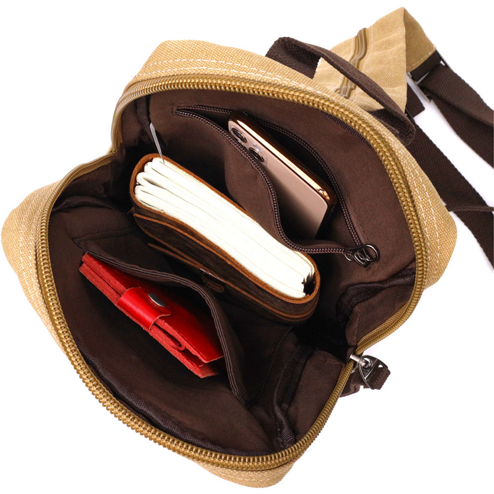 Зручний рюкзак для чоловіків із щільного текстилю Vintage 22185 Пісочний Київ - фото 7