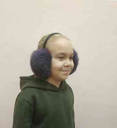 Наушники меховые теплые женские из меха кролика Фиолетовый Харьков