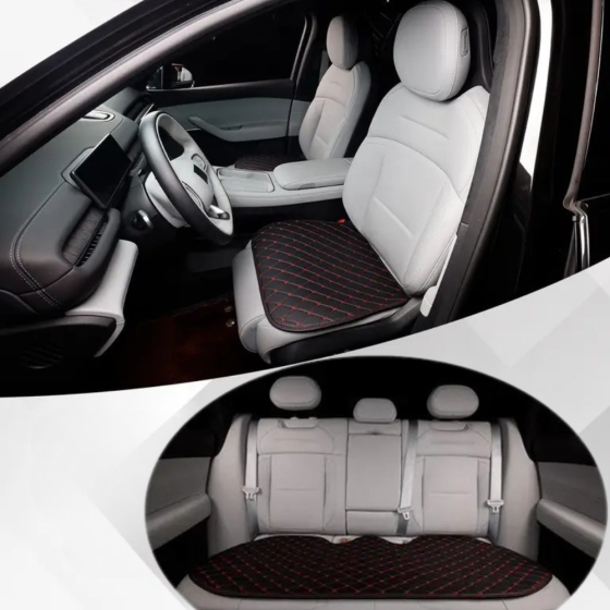 Комплект чехлы в автомобиль на переднее и заднее сиденье универсальные,авточехлы на 3 шт,цвет черно-красный Каменец-Подольский