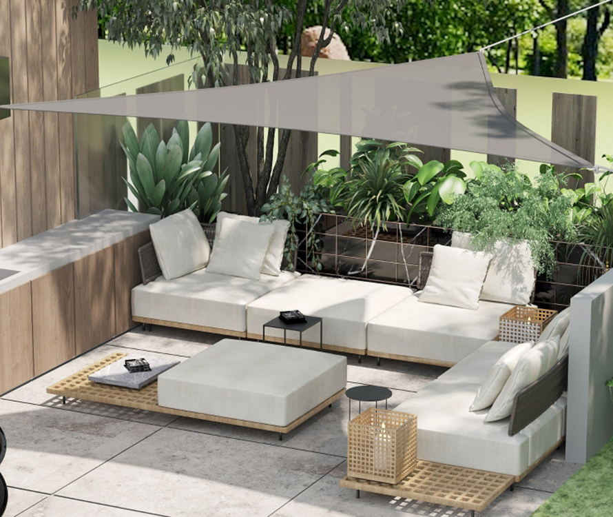 Тент навіс затінюючий трикутний 5х5х5м Оксфорд (Сірий) Вінниця - фото 7