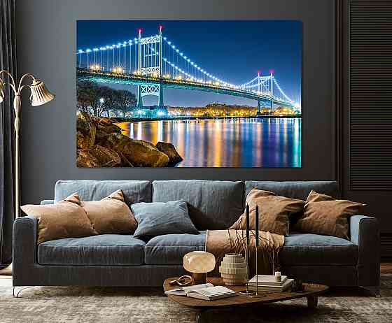 Картина холст в гостиную / спальню Міст в ночі  MLP_375 40x80 см Киев