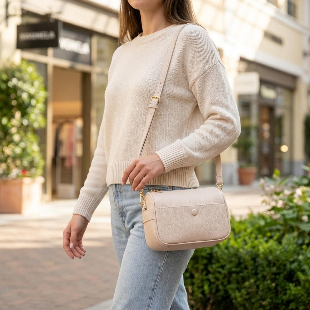 Компактна сумка крос-боді для жінок з натуральної шкіри на кожен день Vintage 22591 Біла Київ - фото 12