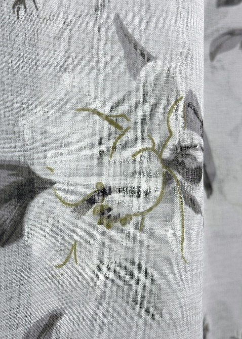 Тюль VR-Textil 1681т Flora Батист Білий з сірим 400х270 см (42-0965) Київ - фото 6