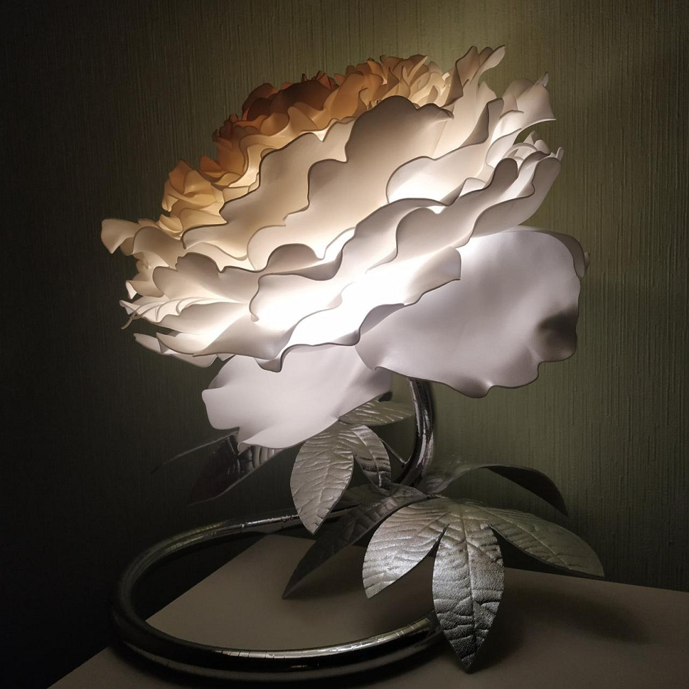 Світильник-нічник "Білий півонія на сріблі" Дніпро - фото 10