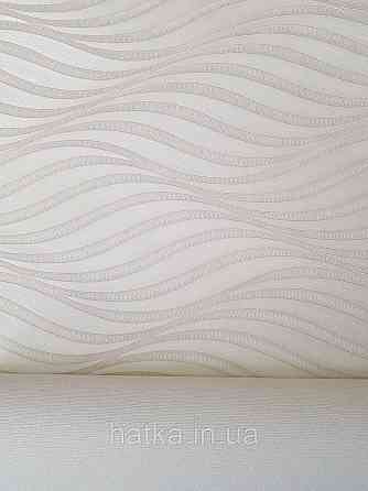 Обои виниловые на флизелине метровые Sintra Edelina абстракция волны листья структурные 3д серебристые бежевые Киев