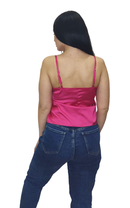 Шовкова майка на тонких бретельках Малиновий 3XL/4XL Харків - фото 4