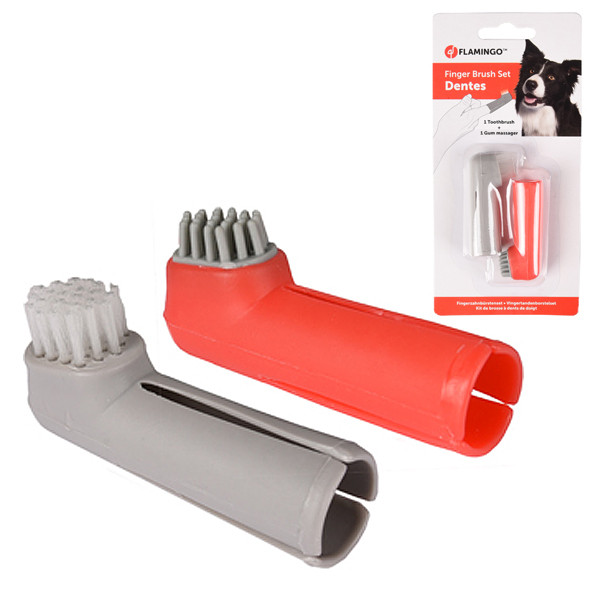 Flamingo Finger Toothbrush Set ФЛАМІНГО набір зубна щітка на палець Київ - фото 1