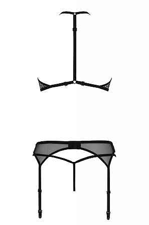 Комплект белья с поясом для чулков SATARA SET black S/M - Passion Sex Aura Киев