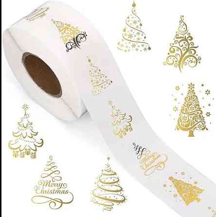 Стикеры елки новогодние, 500 шт, 6 дизайнов Киев