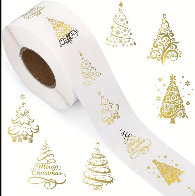 Стикеры елки новогодние, 500 шт, 6 дизайнов Киев - изображение 1