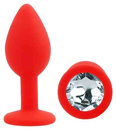 Силіконова анальна пробка EGZO - Silicone Red Round Plug Clear, size S Sex Aura Київ