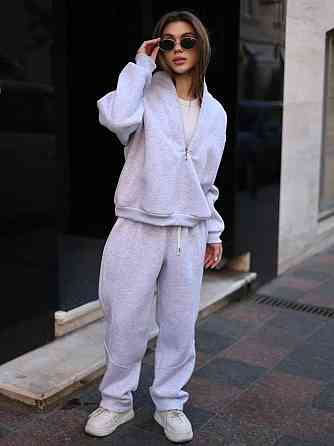 Жіночий теплий повсякденний костюм вільного крою турецька тринитка на флісі Меланж Одеса