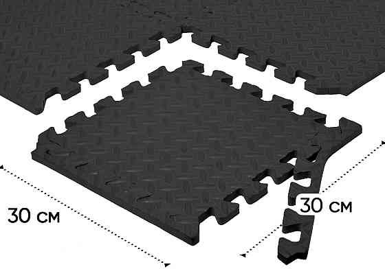 Татамі мат EasyFit 8 шт (30х30х1 см) хвіст ластівки чорний Коломия