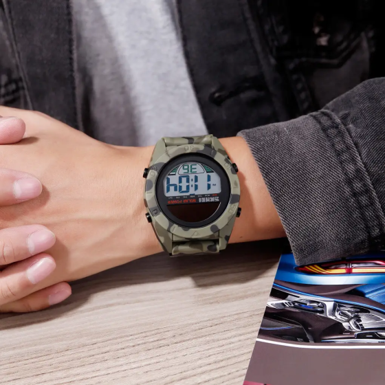 Мужские спортивные наручные часы Skmei 1592 Solar с солнечной батареей (Зеленый камуфляж) Винница
