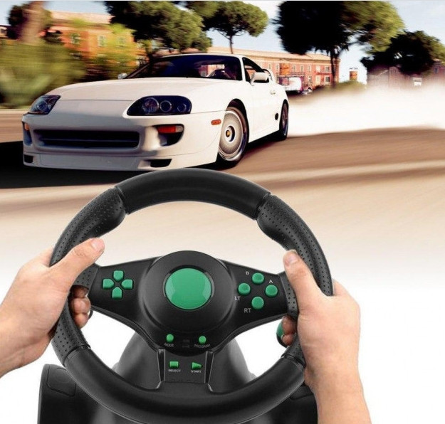 Гоночний кермо Vibration Steering Wheel ps2 ps3 pc USB мультимедійний 3 в 1 Вінниця - фото 1