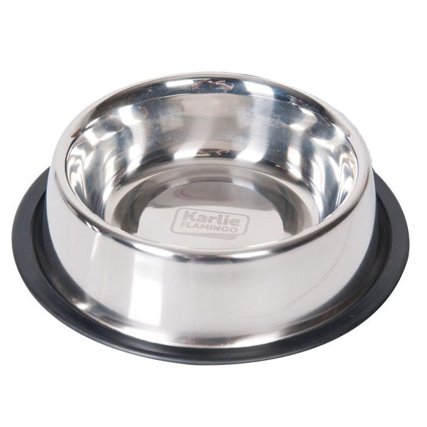 Flamingo Dish Rubber Rim ФЛАМИНГО РУБЕР РИМ миска с резиновым ободком для собак, нержавейка Киев - изображение 1