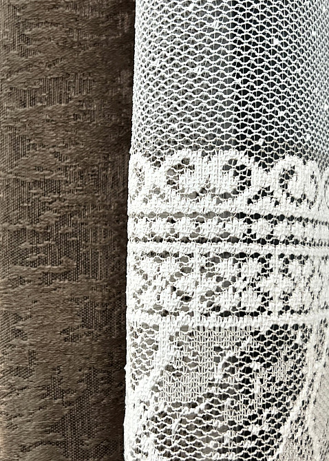 Комплект штор VR-Textil Жаккард Мрамор 100х270 2шт и Тюль 400х270 1203ш-1668т Коричневый с белым 71-119/2 Киев - изображение 5