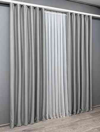 Комплект готових штор VR-Textil Шеніл однотонний № 1689ш Світло-сірий 200х270 см 2 шт (32-104) Київ