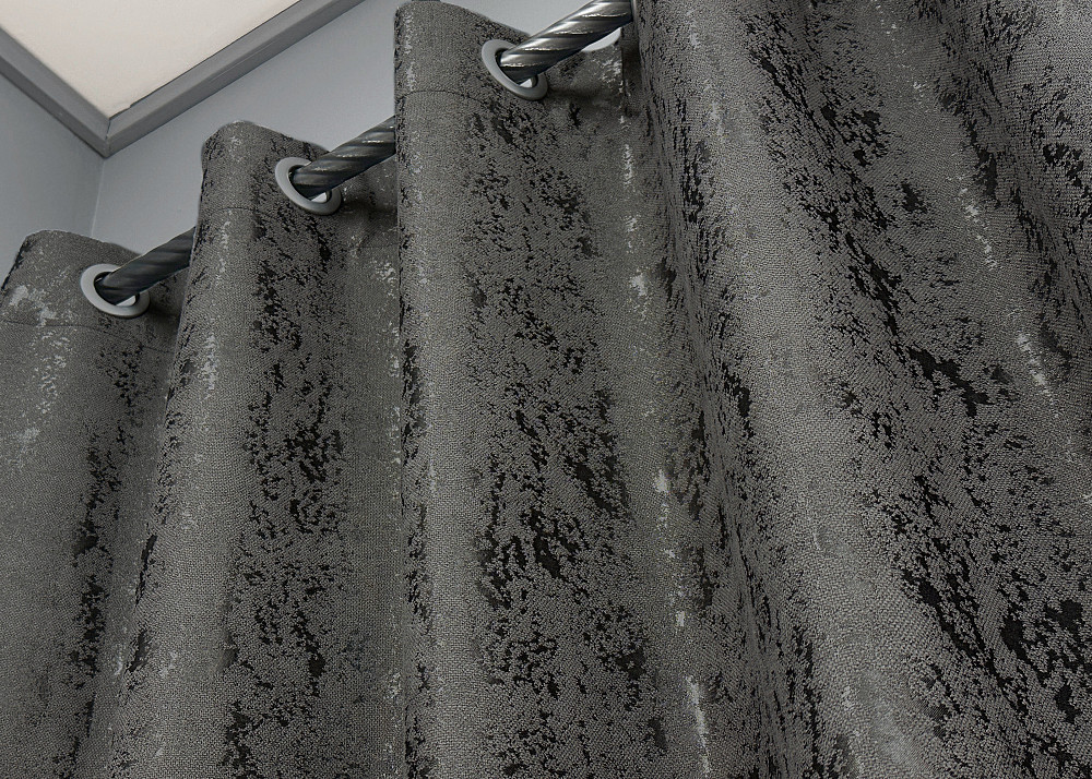 Комплект штор на люверсах VR-Textil Лен мрамор Pavliani № 1667ш Графитовый 150х250 см 2 шт (37-0170) Киев - изображение 6