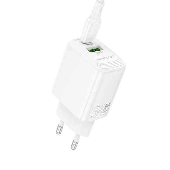 Мережевий зарядний пристрій BOROFONE BN29 Fuente PD30W+QC3.0 charger (EU) White Одеса