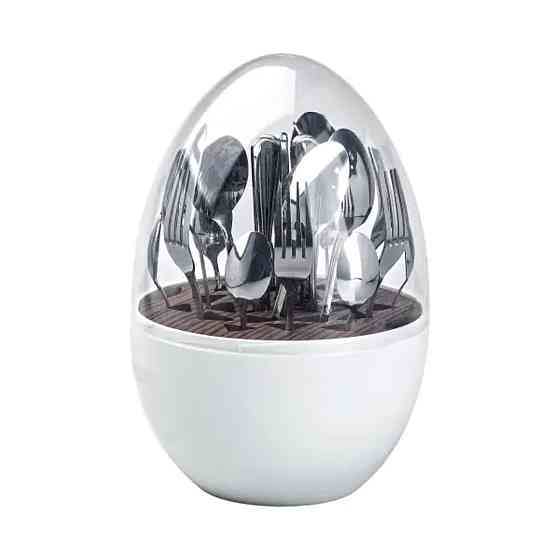 TS Kitchen Набір столових приладів на 6 персон із нержавіючої сталі 24 штуки з підставкою Яйце Київ