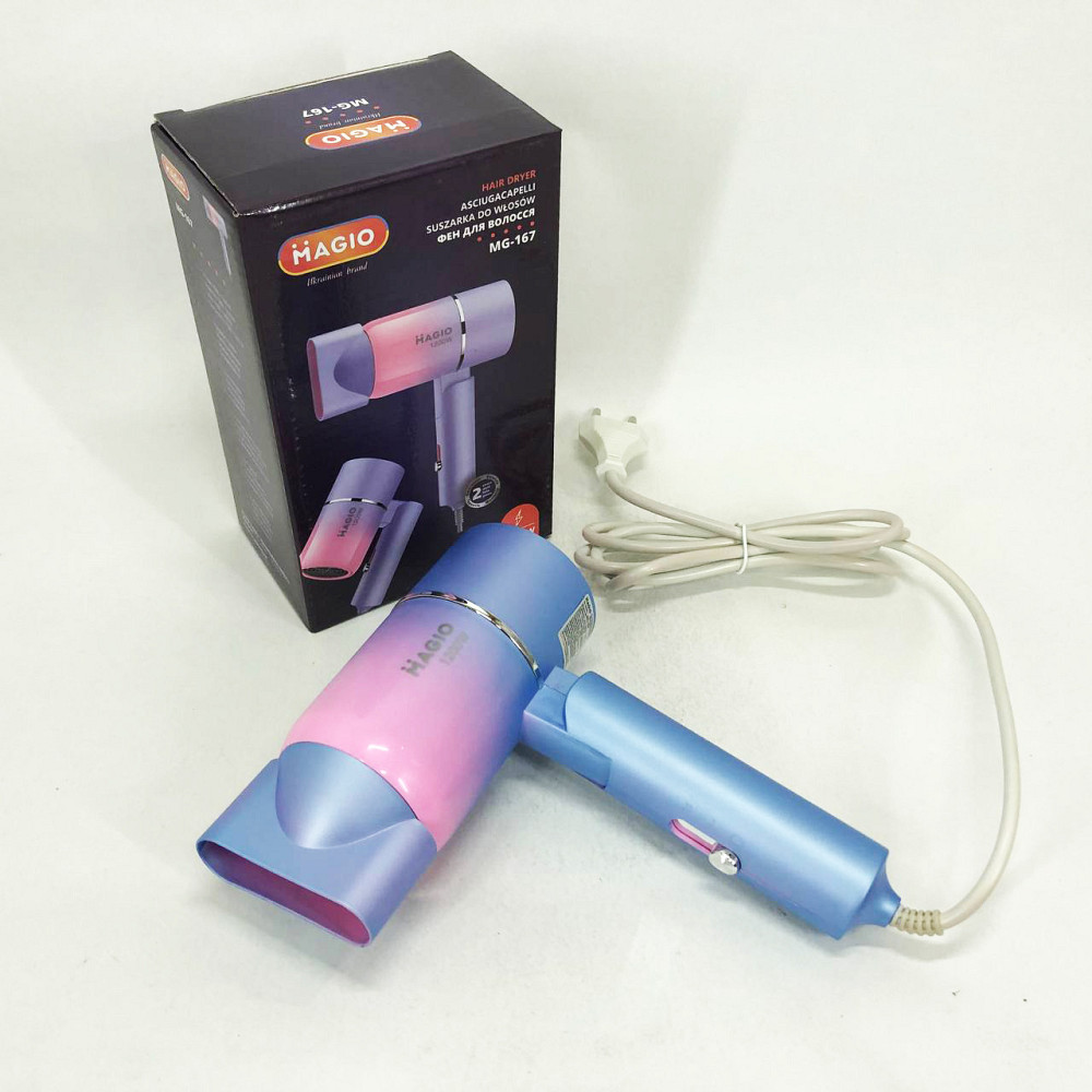 Дорожній фен для волосся MAGIO MG-167, Легкий професійний фен Електричний для сушіння волосся OQ-39 Львів - фото 10