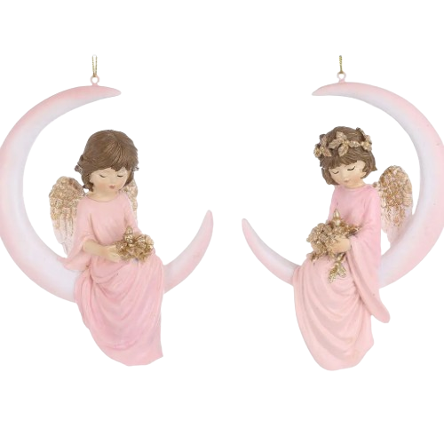 Декоративная подвеска Ангел на месяцы, 10.5*5*14.5см, 2 дизайна, цвет - розовый с шампанием Житомир - изображение 1