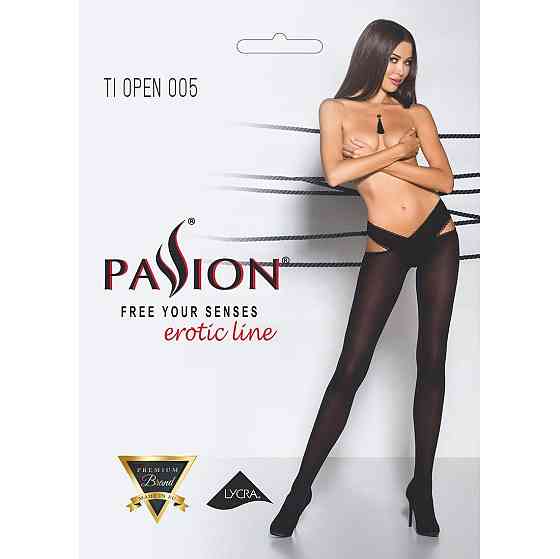 Еротичні колготки Passion TIOPEN 005 1/2 (60 den), nero, з вирізом, оригінальний пояс Sex Aura Київ