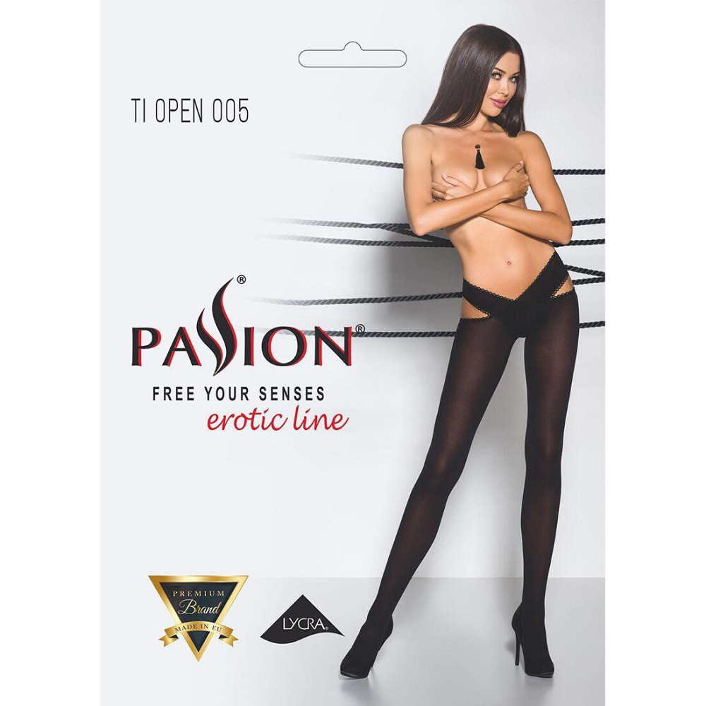 Еротичні колготки Passion TIOPEN 005 1/2 (60 den), nero, з вирізом, оригінальний пояс Sex Aura Київ - фото 5