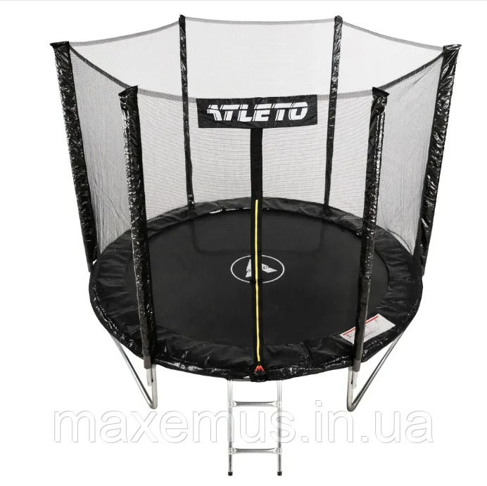 Батут детский с сеткой и лестницей Atleto 312 см (Черный) до 150 кг для дачи и улицы Мостиська - фото 14
