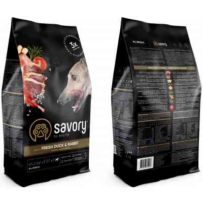 Сухий корм для собак Savory Adult All Breeds rich in Fresh Duck and Rabbit 1 кг (4820232630167) Вінниця