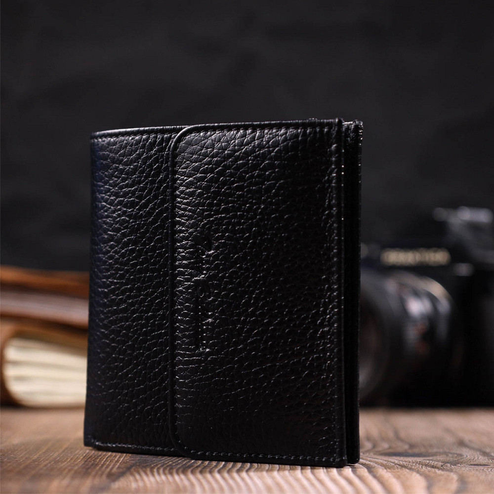 Компактный женский кошелек с вместительной монетницей на кнопке из натуральной кожи Tony Bellucci 22010 Черный Киев - изображение 3