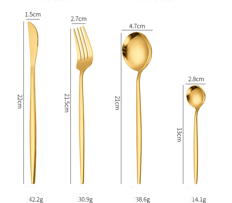 Набір тонких столових приладів 24 х 6 персон Золото з чорним Нержавіюча сталь на підставці Кременчук - фото 4