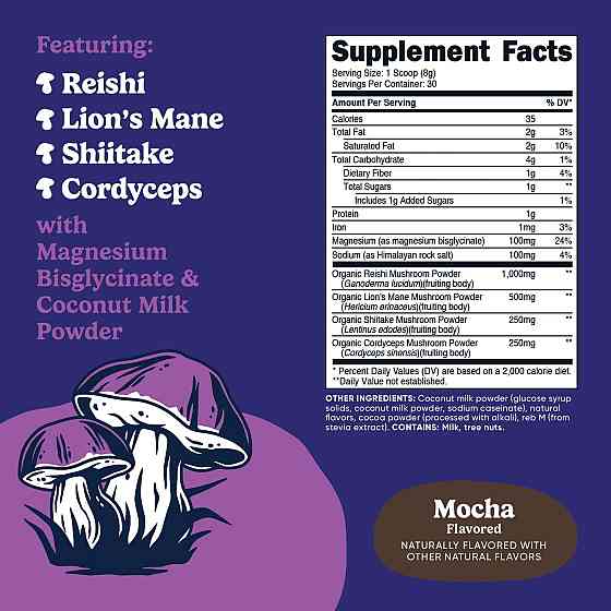 Nutrizen™ Unwind Adaptogenic Mushroom Drink, Mocha 252 g Луцьк