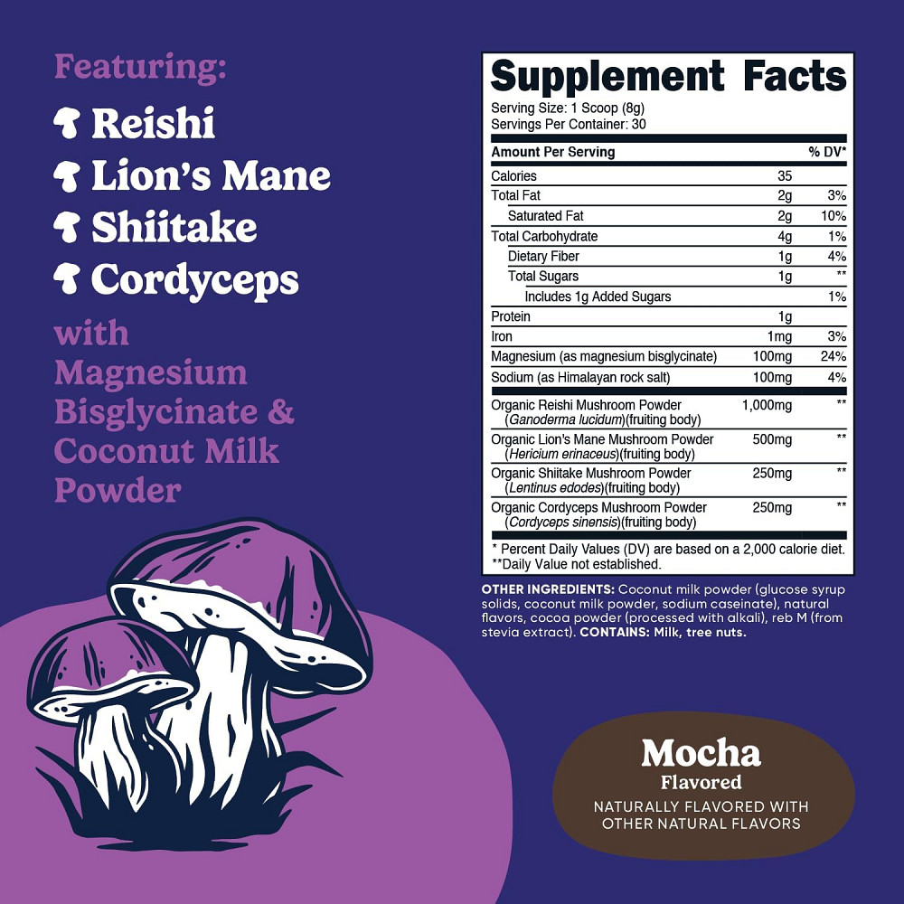 Nutrizen™ Unwind Adaptogenic Mushroom Drink, Mocha 252 g Луцьк - фото 2