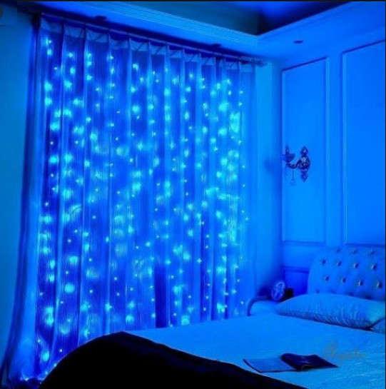 Гірлянда штора Водоспад 480 led 3.0х3.0м Синя Київ - фото 6