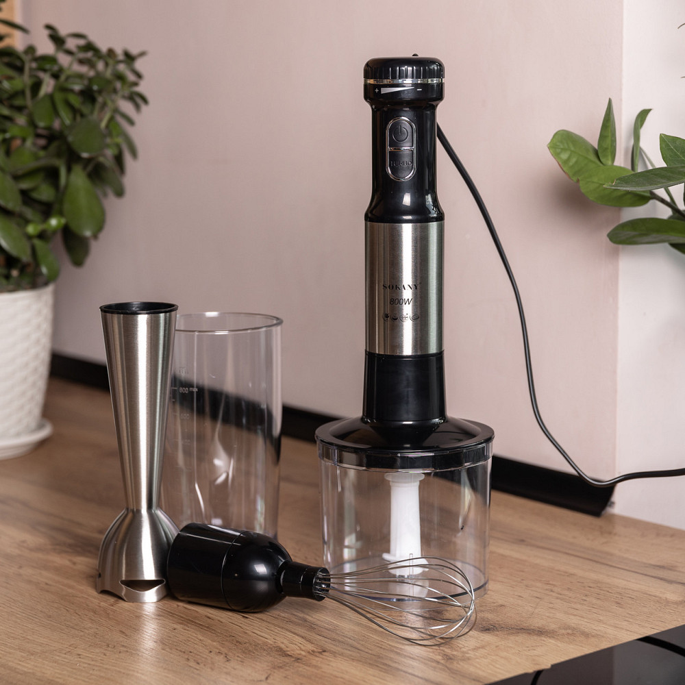 Блендер ручной погружной 800 Вт чаша с венчиком измельчитель (чоппер) Sokany SK-768-4 Киев - изображение 6