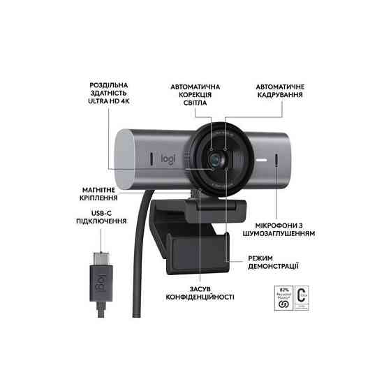 Веб-камера Logitech MX Brio Graphite (960-001559) ( Сірий ) Харків