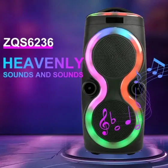 Портативная Bluetooth колонка ZQS6236 с 1 микрофоном и пультом ДУ, USB/TF/FM, LED подсветка Одесса