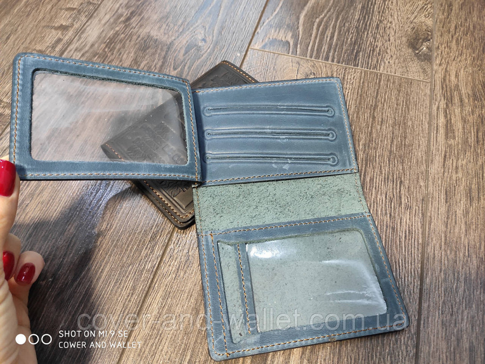 Обкладинка для прав з натуральної шкіри синього кольору ST Leather Київ - фото 3