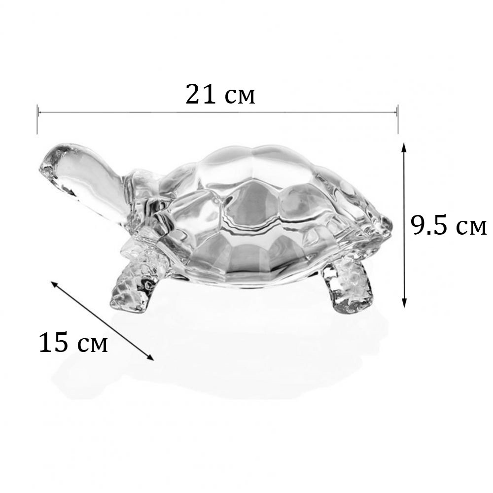 Стеклянная статуэтка Черепаха RESTEQ — интерьерная фигура талисман 21×15×9.5 см, прозрачный декор животное Киев - изображение 5
