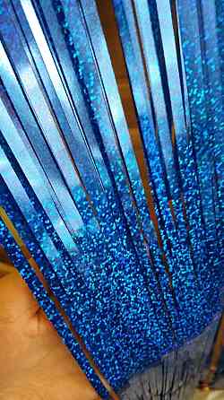 Фотозона штора дождик новогодний с голограммой 2 м на 1 м синий Киев