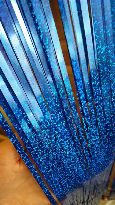 Фотозона штора дощик новорічний з голограмою 2 м на 1 м синій Київ - фото 4