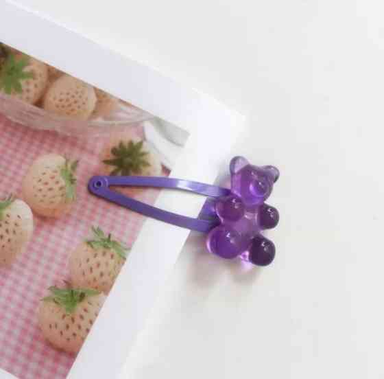 Бижутерия мишки заколка, сиреневая, размер мишки 3см*1,5см Киев