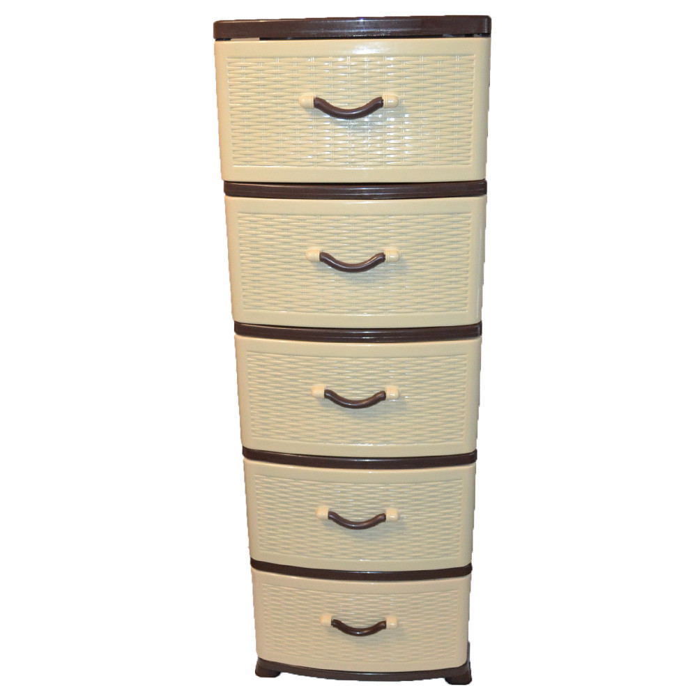 Комод пластиковий Efe Plastics 5 ящика 111х46х38 ротанг бежевий. Ефе пластик Одеса - фото 2