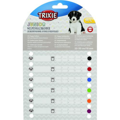 Набор ошейников Trixie для щенков фиолетовый/красный/синий/черный/папайя/зеленый нейлон M-L 22-35 см 10 мм 6 шт Киев - изображение 3