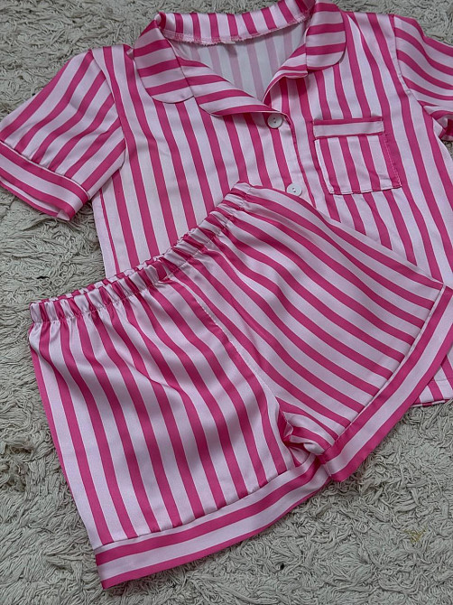 Дитяча піжамка із сатину шорти з сорочкою Малиново-рожевий р.122-128 Харків - фото 3